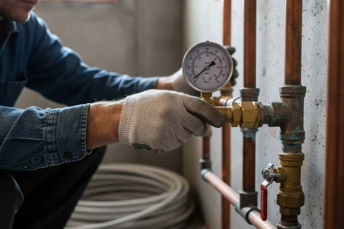 Pressure testing a repaired line during Water Line Repair in Mount Perry